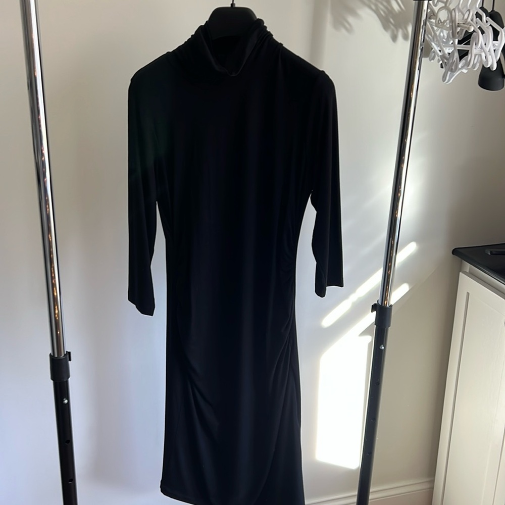 Isabella Oliver size 3 black turtleneck maternity dress
